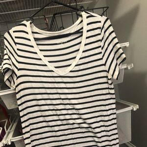 Navy/White Striped V-Neck Shirt